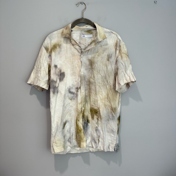 Zara Men's Tie-Dye Short Sleeve Shirt - Picture 1 of 3